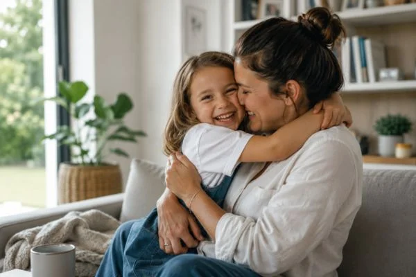 happy child with parent after parenting plans Bradford